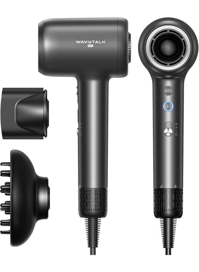 wavytalk Hair Dryer, Wavytalk Turblow Pro Fast Drying Blow Dryer with Diffuser, High Speed Hair Dryer with 110,000 RPM, Pro Negative Ions for Reduces Damage, Frizz Smoothing, 3 Speeds & 3 Temps, Matte Grey - Image 1